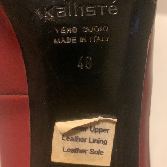 Kalliste Women's Red Classy Patent Front Buckle/Chain Pumps Size 9.5 - Picture 14 of 15